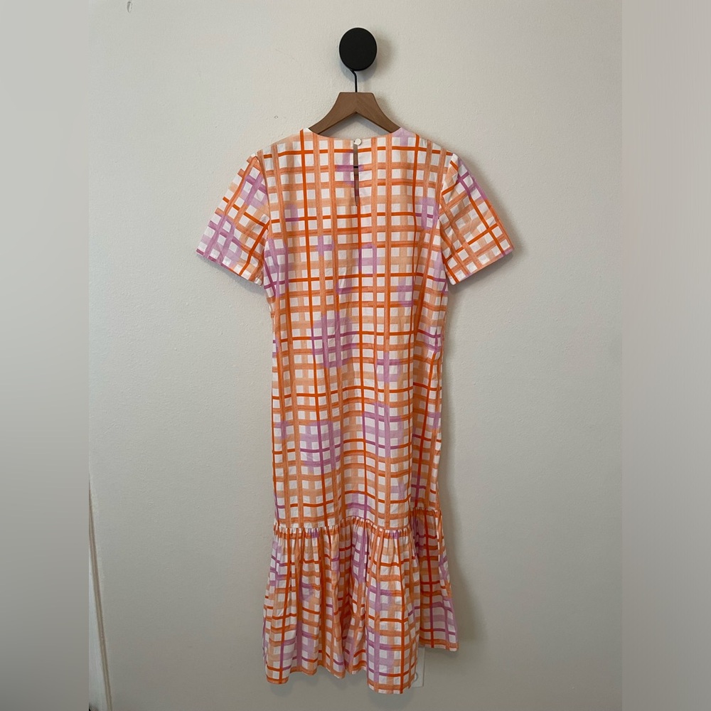 Corey Lynn Calter Nora Pink Orange Plaid Tiered Dress Small - Picture 7 of 8